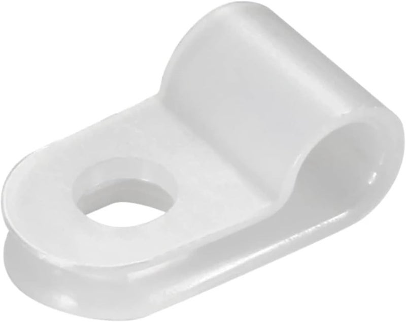 Teansic 200 Pcs White Nylon R-Type Cable Clamps 3/16" Plastic Wire Clips Fasteners Assortment for Wire Management - Image 1